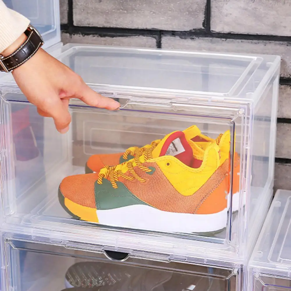  STAHMFOVER Caja de zapatos transparente, contenedor apilable de  plástico para zapatillas, organizador magnético de zapatos de apertura  frontal y estuche de almacenamiento de zapatos apto para tamaño : Hogar y  Cocina