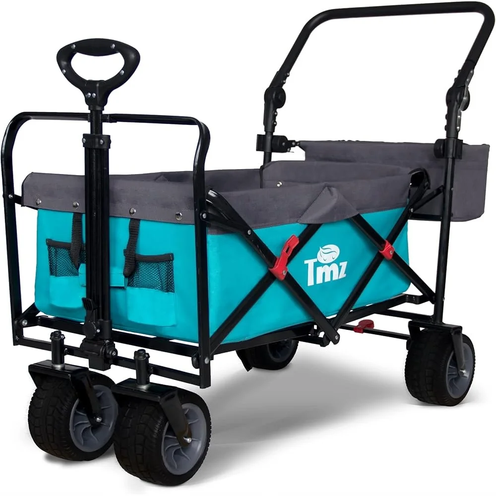 Heavy Duty Collapsible Garden Cart All Terrain Folding Wagon Adjustable Handle Beach Shopping Camping Transport Utility