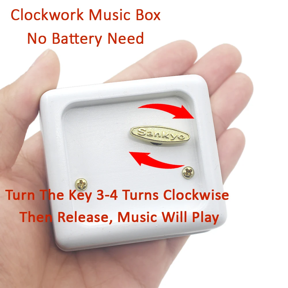 Rosiking White Wooden Clockwork Music Box Aladdin theme song♫ WHOLE NEW WORLD ♫ For Friends Christmas Valentines Birthday Gifts 5