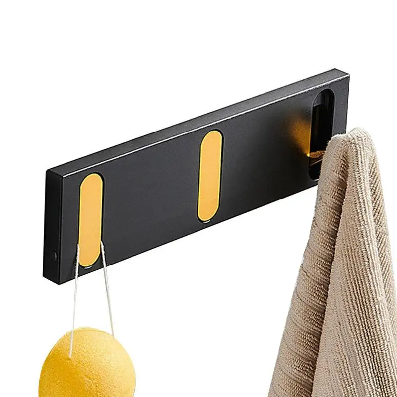 

Retractable Hooks Bathroom Black Foldable Hook Type Space Aluminum Material Folding Hideaway Towel Hanger For Entryway Wall Door