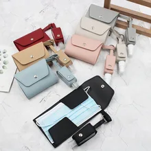 

Leather Face Mask Storage Bag With Alcohol Bottle Anti-Pollution Foldable Leather Clip Portable Mask Pouch Bag Outdoor Storage