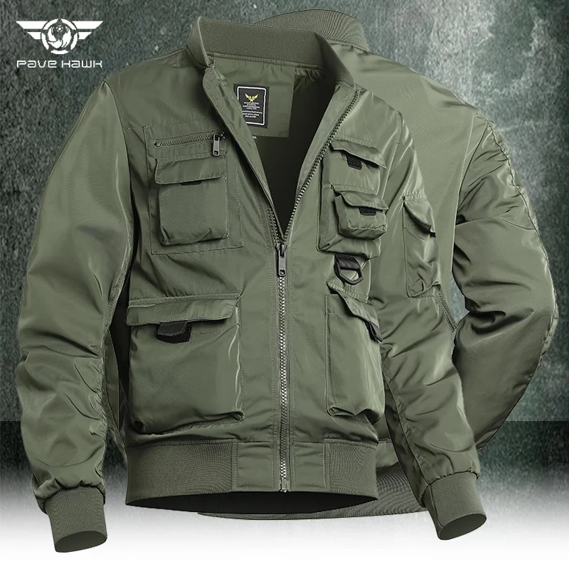 MultipocketCargoJacketMensMilitaryBomberWearresistantCasual