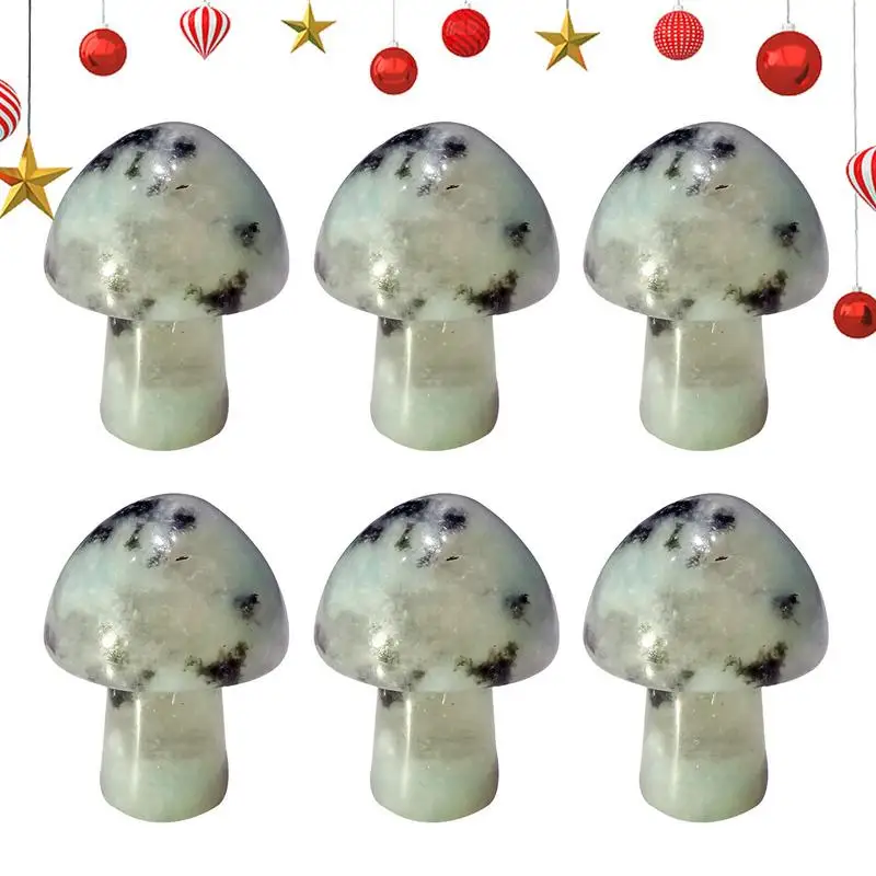 Crystal Mushroom 6 Pcs Crystal Mushrooms Shape Sculpture Bulk Stones