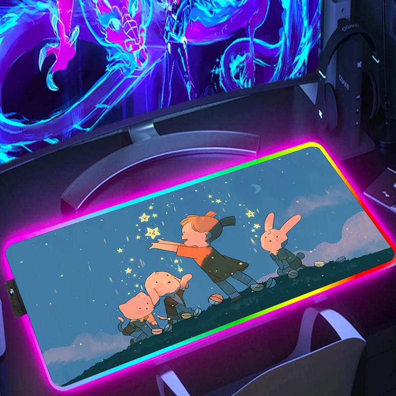 

Xxl Kawaii Blue Mouse Pad Computer Pink Rgb Gamer Rabbit Backlit Mat Gaming Accessories Cool Mousepad Cute Desktop Protector Mat