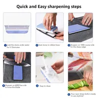 Sharpening Stone มีด Sharpener Professional Whetstone Dual ด้านข้างชุดบด Shapner น้ํา Wetstone อุปกรณ์ครัวเครื่องมือ 5