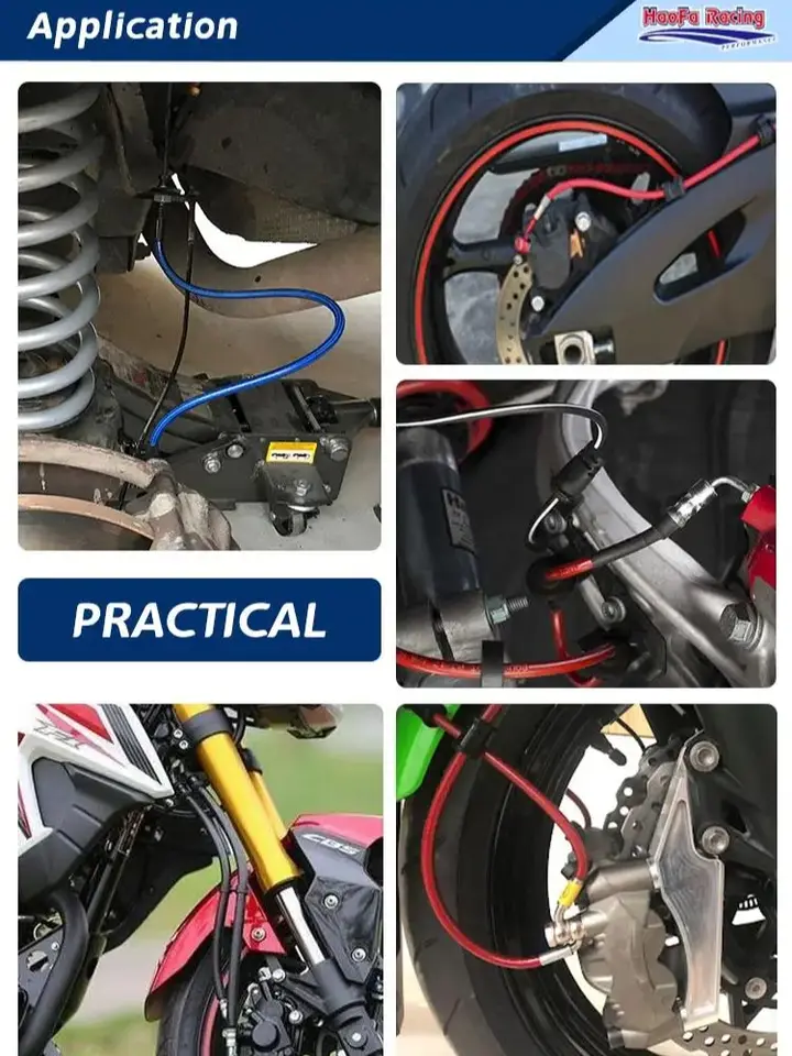 Aputoxz Motorcycle Hydraulic Line, 60cm Universal Braided Steel