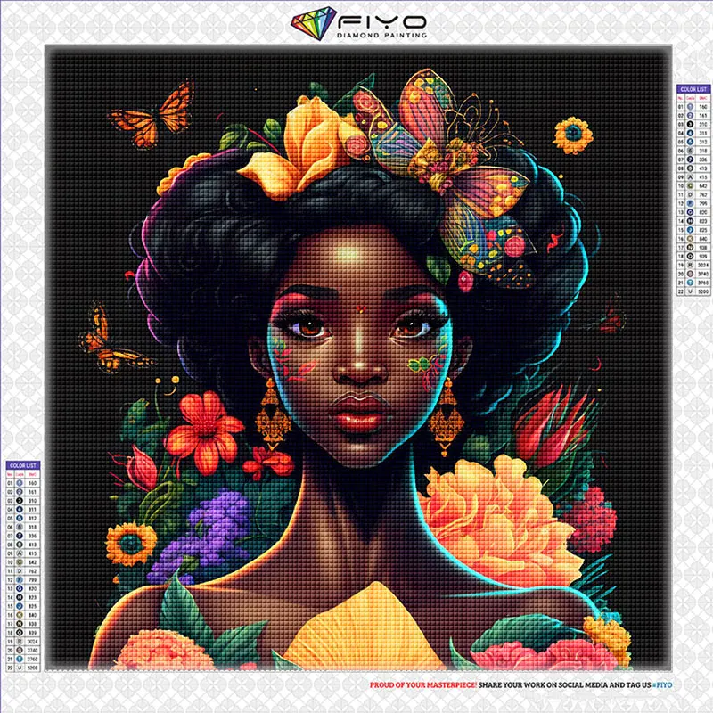 Theshai 5D Diamond Art for Adults African American Full Drill by Number  Kits, Diamond Painting Kits Beautiful Girl Rhinestone Embroidery Cross  Stitch