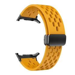 Breathable Magnetic Buckle Silicone Watch Strap with No Gaps - Galaxy 8Classic 46mm (B - Yellow)