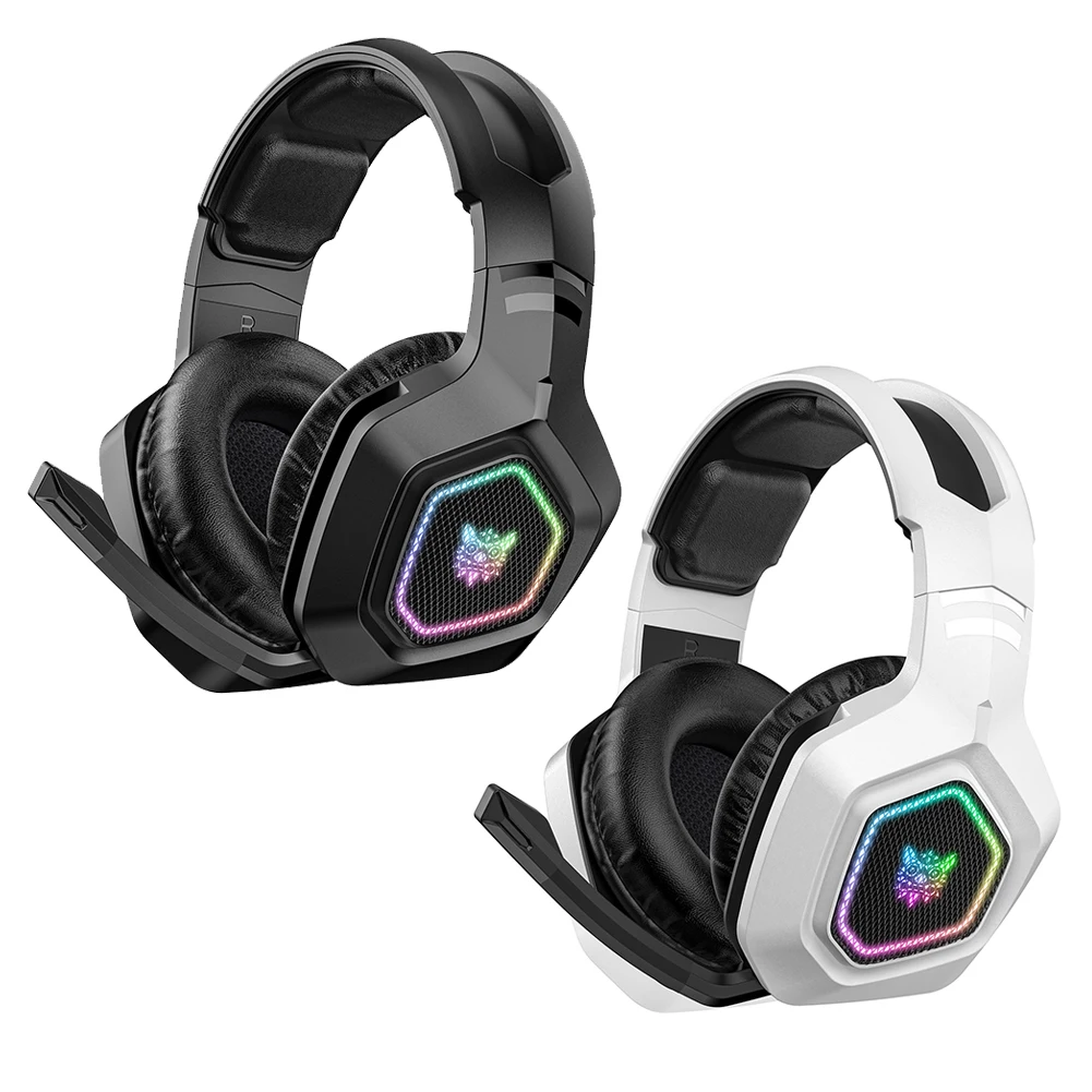 무선 게이밍 헤드셋 2.4GHz/BT 5.3/유선 오버이어 헤드폰 RGB 조명 게이밍 헤드폰 (PS4, PC, 노트북용)