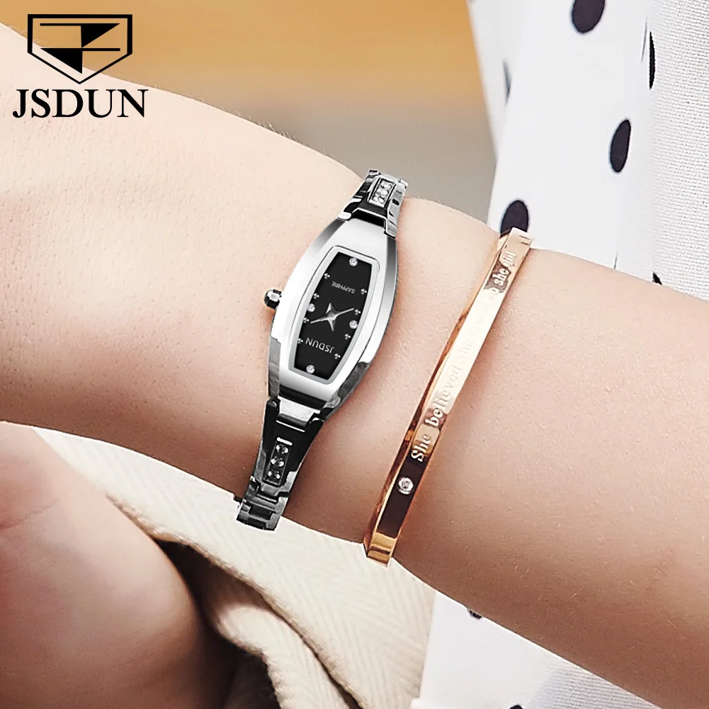 JSDUN 女性 クォーツ時計 タングステンスチール ローズゴールド カジュアル 腕時計 Ladies watch : OUPINKE メンズ 自動巻き 機械式 トノ ダイヤモンド