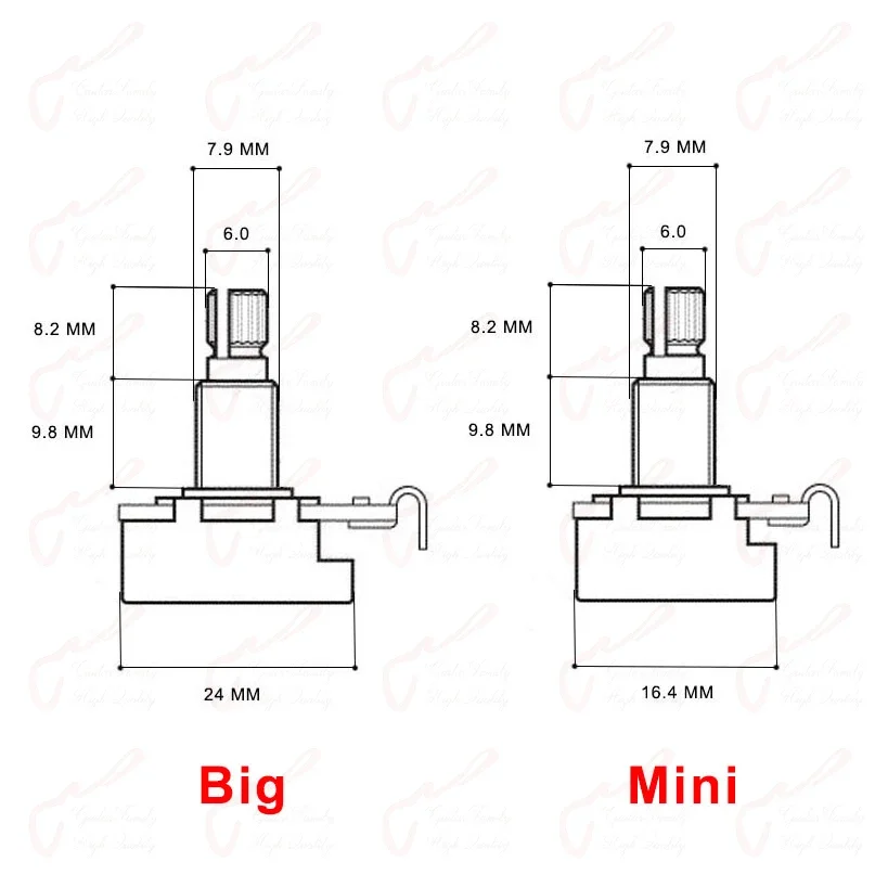 Alpha Potentiometer(POT) For Electric Guitar/Bass A250K/B250K/A500K/B500K Made in Korea