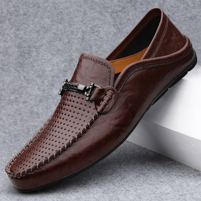 Men's Casual Loafers Fashion Dress Shoes Comfortable Wear-Resistant Lightweight Round Toe Breathable Walking Shoe Spring Autumn