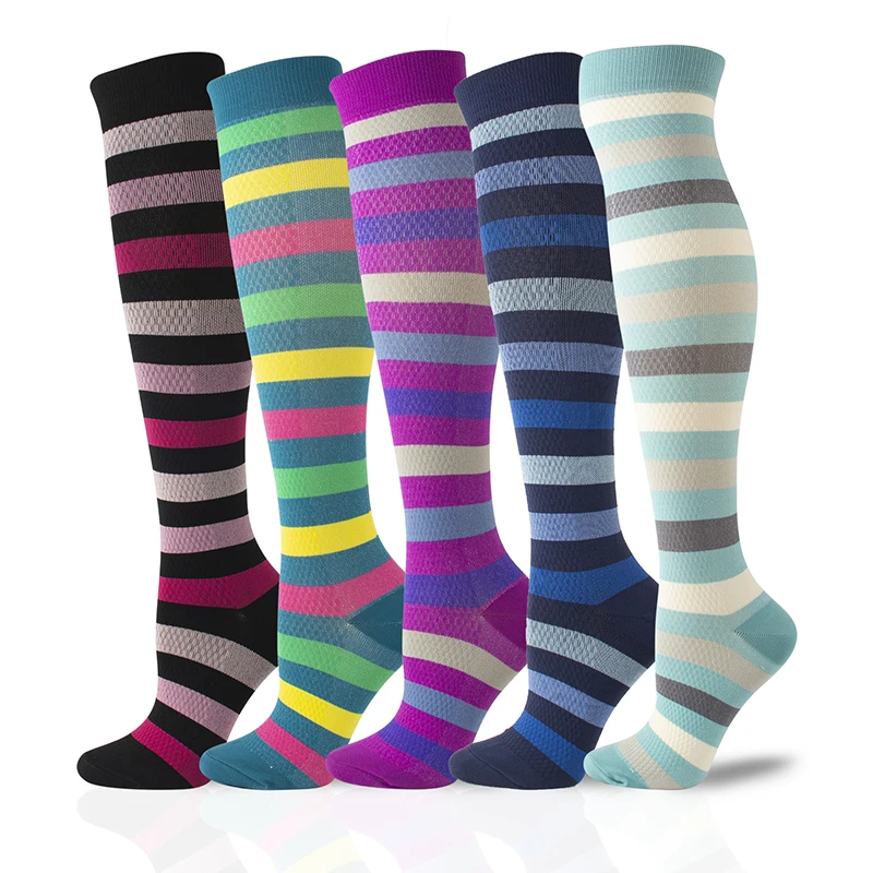 Calze A Compressione Protezioni Per Le Gambe Traspiranti Antiscivolo Calze Da Calcio Sport All'Aria Aperta Corda Per Il Fitness Salto In Esecuzione Mo