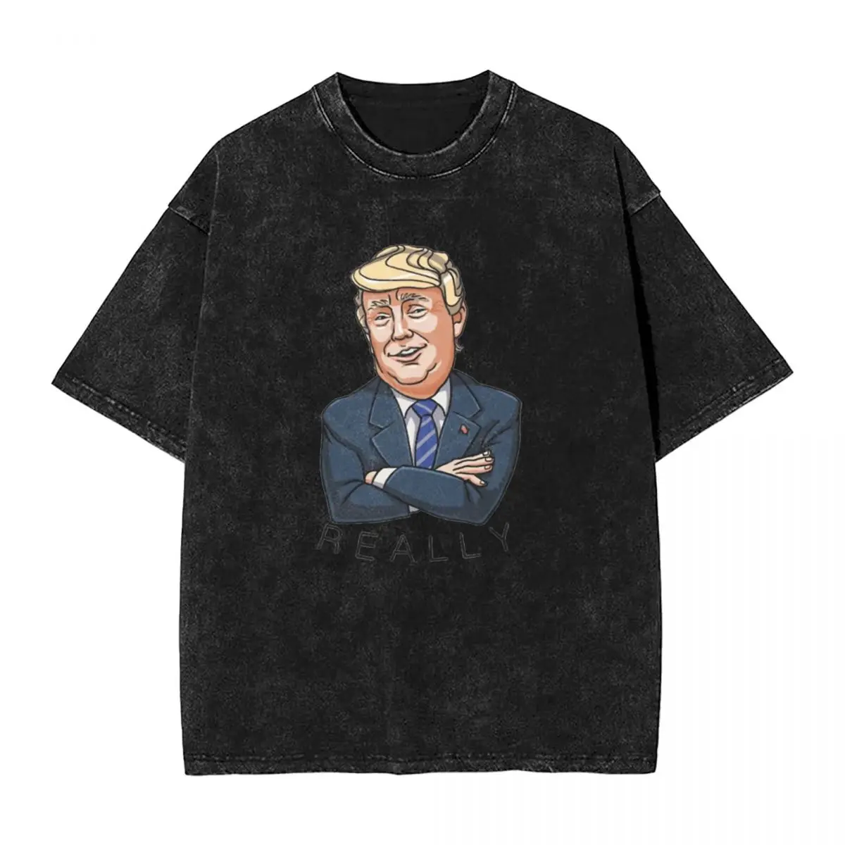 

Harajuku Cotton Tshirt Men Short Sleeve Tees Trump Summer Cotton Loose Washed Tops T-Shirt Oversized Tee Shirt