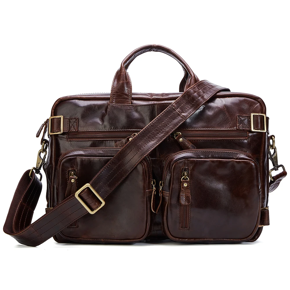 

Full-grain Leather Men's Handbags Large Capacity 15.6-inch business Business Briefcases Male Computers Bags