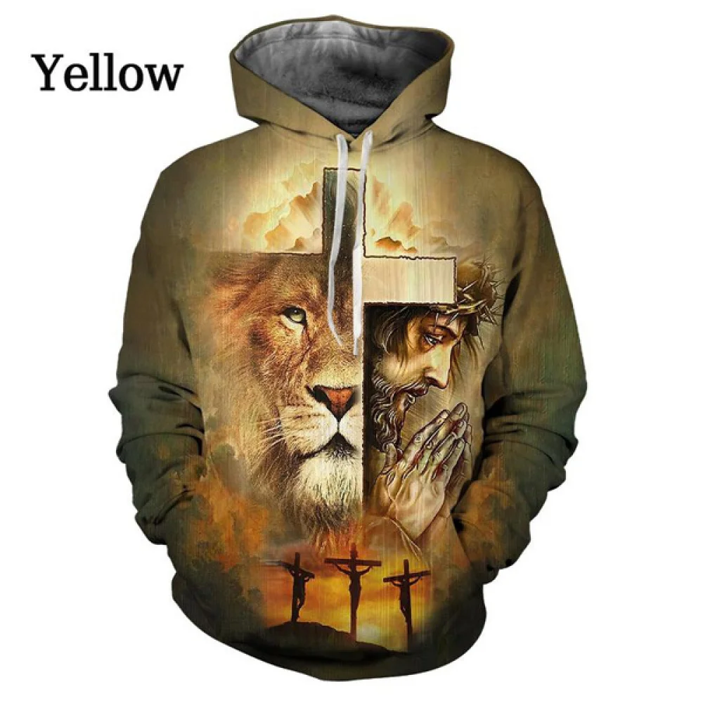 Fashion 3d Hoodie Christian Jesus Cross Pattern Sweatshirts Casual Long Sleeve Pullover Harajuku Streetwear Hoodies