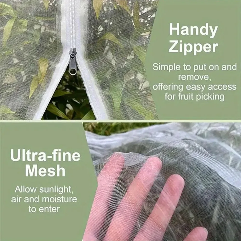 Zip Drawstring Plant Insect Screen Cover Pest Control Plant Protection Pest Control Net Lightweight Mesh Garden Protective Net