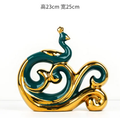 

Nordic European style creative green gold phoenix decoration home accessories living room TV cabinet wine cabinet decoration han