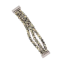 Agate Beaded Bracelet Strap for Women - Jewelry Inspired Watchband (Black dot)