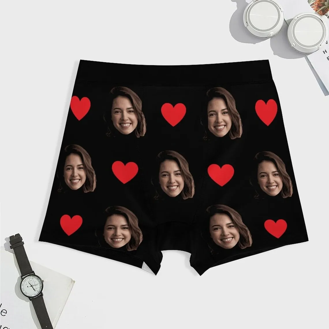 Custom Boxers Men Women Personalised Boxers With Face On Underwear Heart Socks Valentine's Day Gifts For Boyfriend/Husband