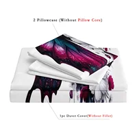 3pcs Beautiful Colorful Butterfly Digital Printing Duvet Cover Set,Bright white Gesang flower shaped flowers Bedding Set, 6