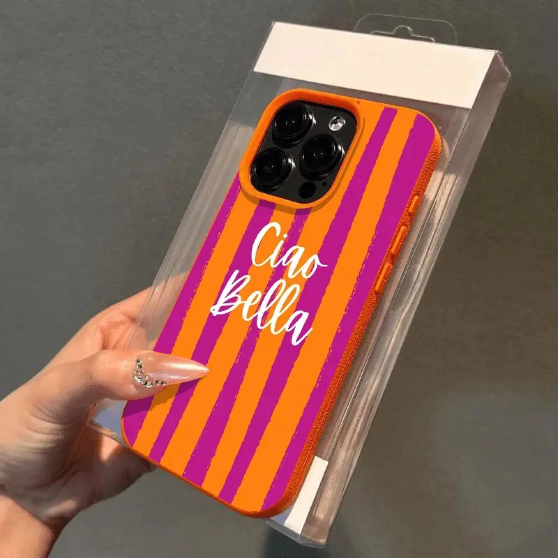 Orange Striped Minimalist Shockproof Soft Phone Case