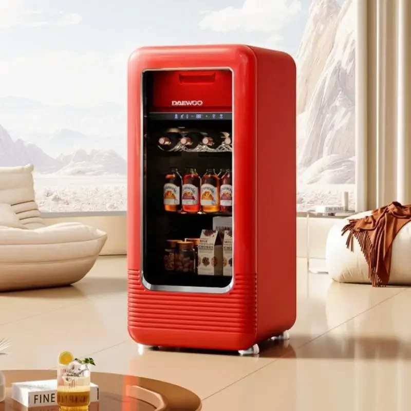 DAEWOO 143L Wine Refrigerator Retro Ultrathin Small Refrigerator Living Room Office Ice Bar 2-18&deg;C 220V 75W Wine Fridge Storage