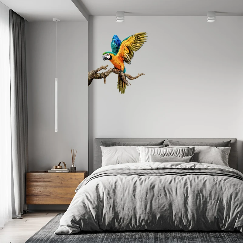 Hand painted Parrot Wall Sticker Bathroom Toilet Decor Living Room Cabinet Home Decoration Decals