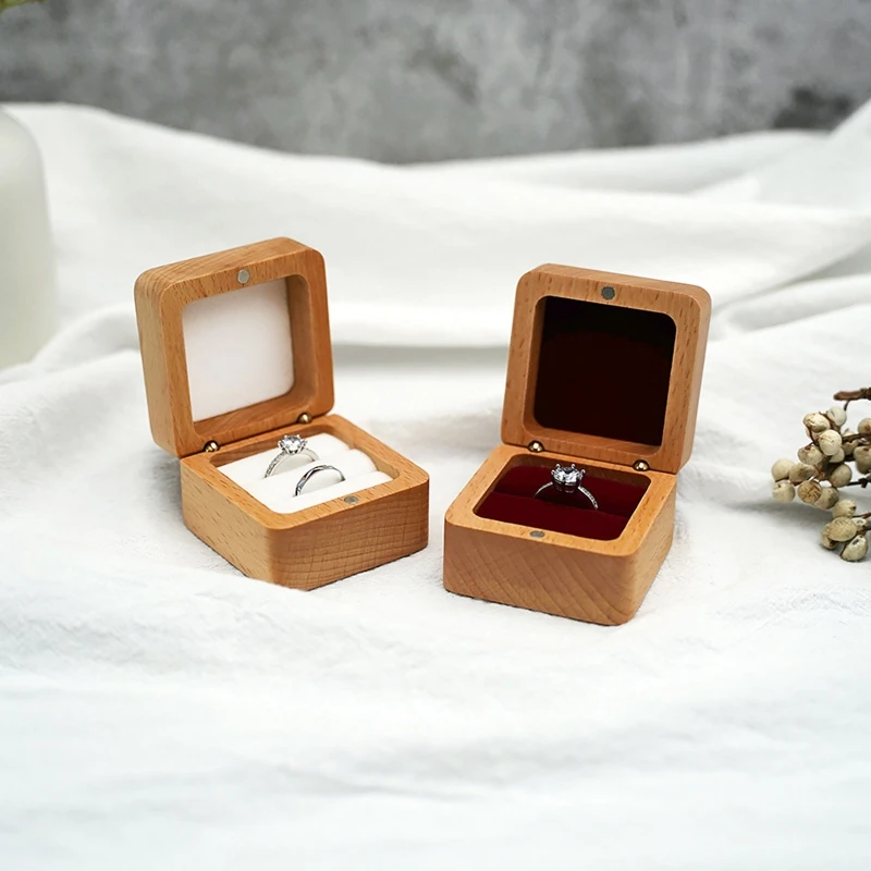 Wedding Ring Box- Engagement Ring Box- Rustic Wood - Mini Ring