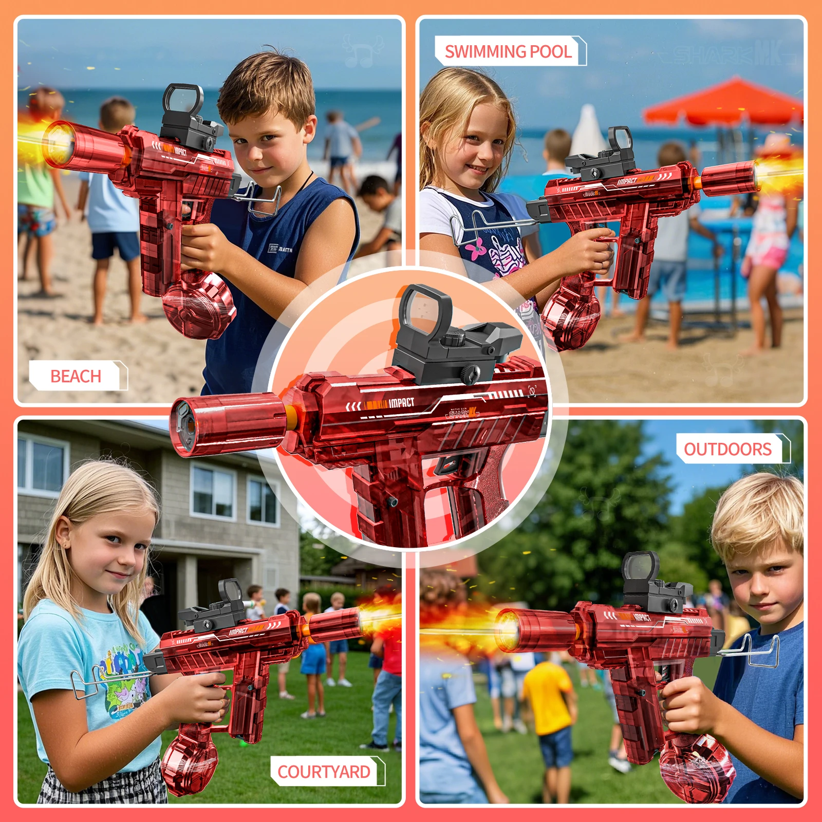 Electric High-Speed Flashing Lights Water Gun - Large Capacity Children's Toy