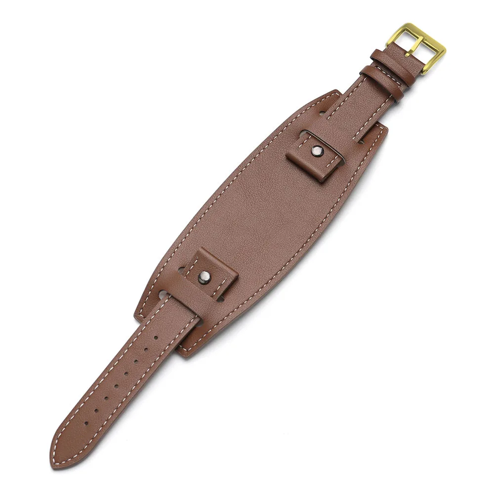 Elegant Leather Watch Strap in Retro Business Style - Black & Brown Bracelet Wristband