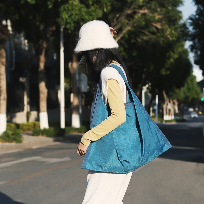 Borse a tracolla oversize per donna Borsa tote shopper leggera impermeabile in tessuto di nylon lavato di grande capacità 2024 Ultima borsa - immagine 4