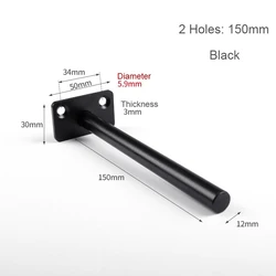Heavy-Duty Concealed Floating Wall Shelf with Metal Brackets (Black-150mm 2 Holes)