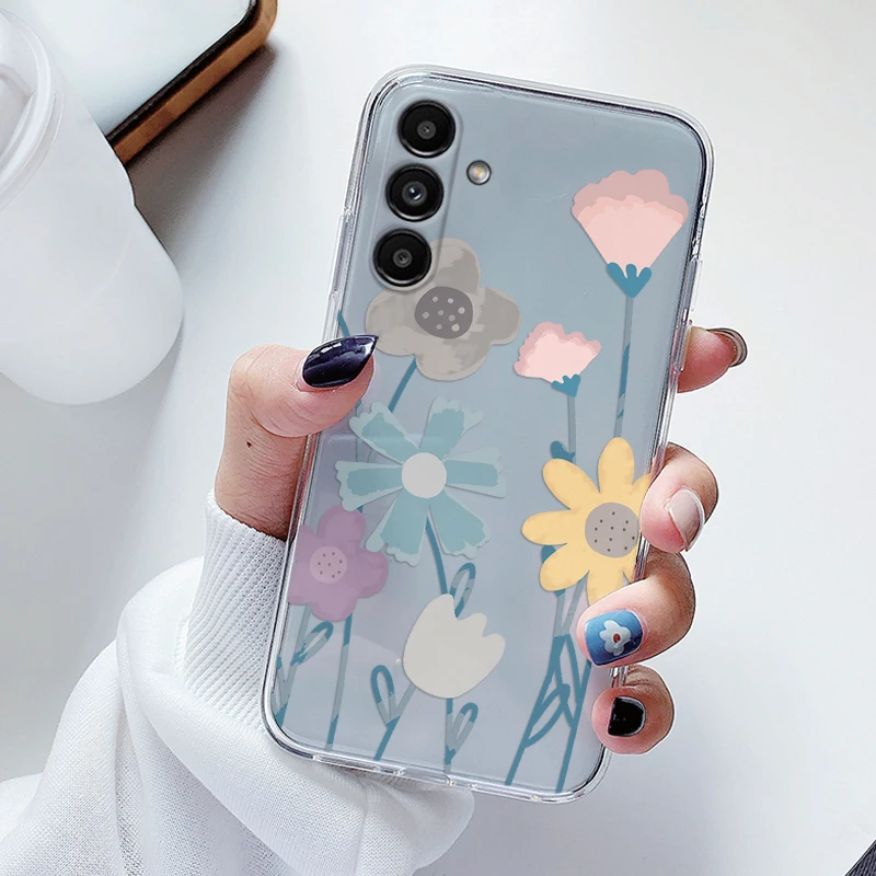 Clear Floral Cartoon Heart Shockproof Soft TPU Case - Transparent Cover