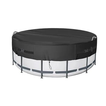 210D Oxford Cloth Round Pool Cover Suitable for 8/10/12ft Pools Shields Against Leaves Helps Retain Heat and Water 1