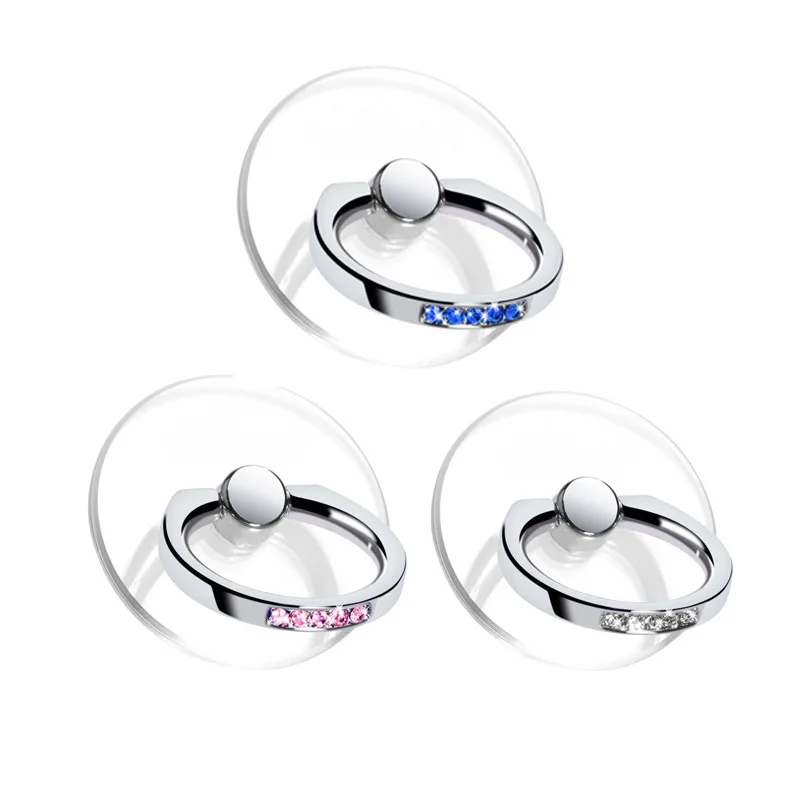 Shining Diamond Cell Phone Ring Holder Stand Universal Transparent Phone Ring Buckle Desktop Bracket 360°Degree Rotation
