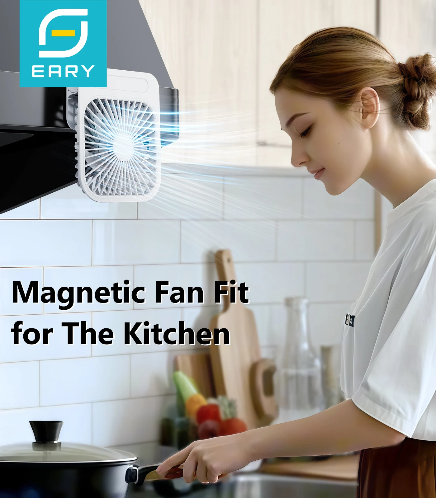 Eary Magnetic Fans Ultra-thin USB Rechargeable Fan 180° Adjustable 4 Speed Wind Silent Air Cooling Fan Fit For Kitchen Gym Home