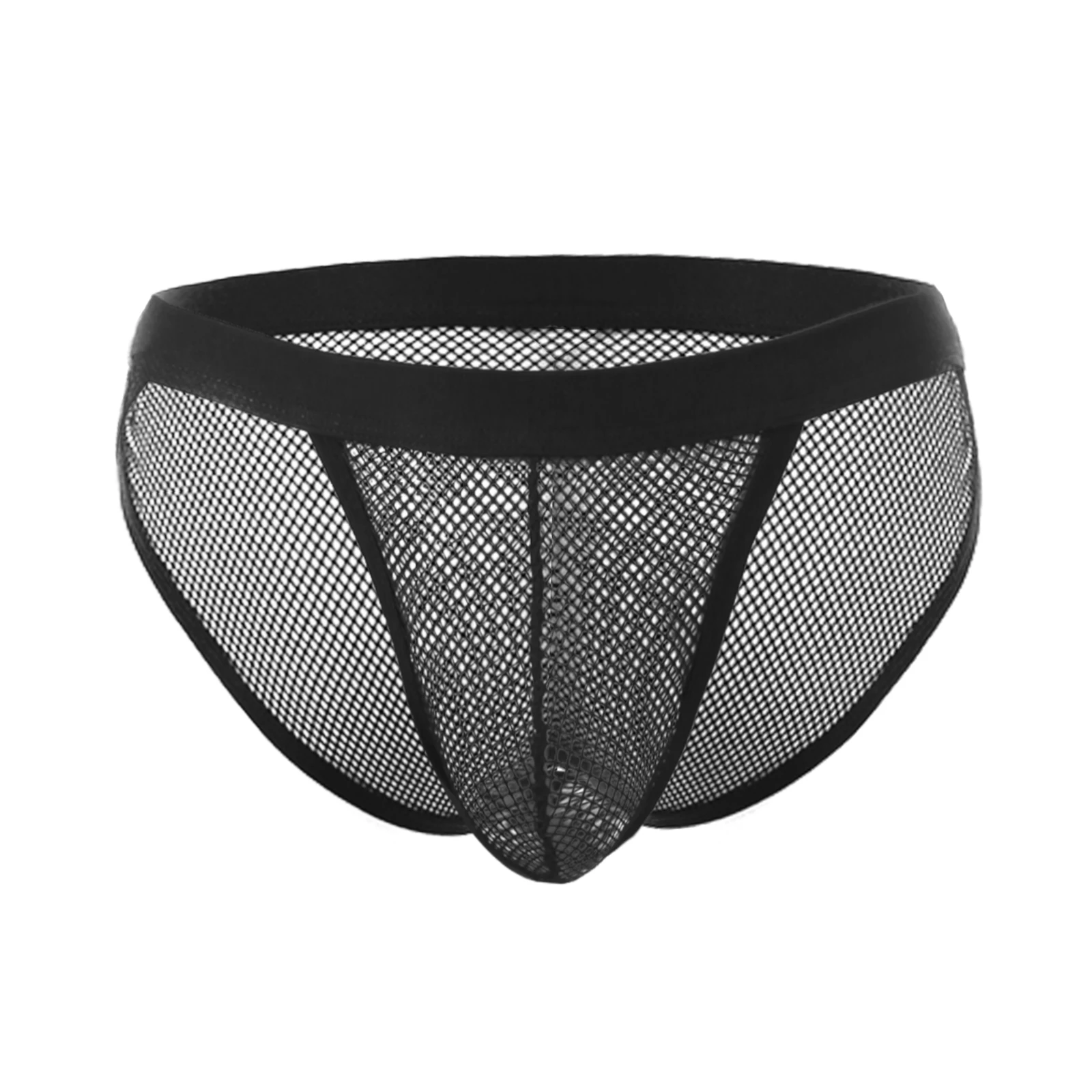 Mesh Sheer Briefs Men Underwear Man Sexy Penis Pouch Panties Underpants High-cut Transparent Lingerie Fishnet Slips hombre