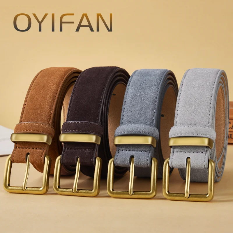 Herren-Wildledergürtel, Retro-Trend, Legierungsschnalle, Herrengürtel, große Größe, echter High-End-Gürtel, Geschenk für Freund und Papa – Detail 7