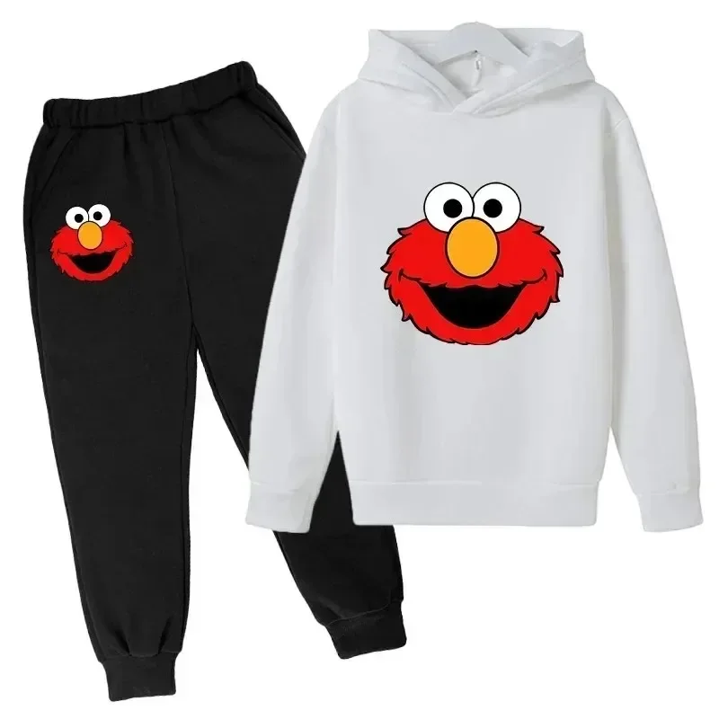 thumbnail image 1 of Conjunto de sudadera y pantalones con dibujos animados para niños de primavera, ropa de Elmo con capucha y pantalones para niños y niñas de 2 a 14 años, traje de moda para niños, 1 of 5