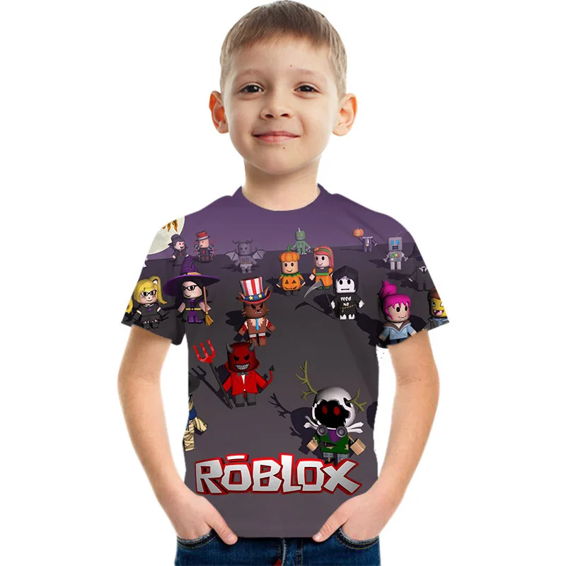 2023 Robloxing kid T-shirt Boys Game Sports Cotton T-shirt Child Cartoon  Short sleeve top