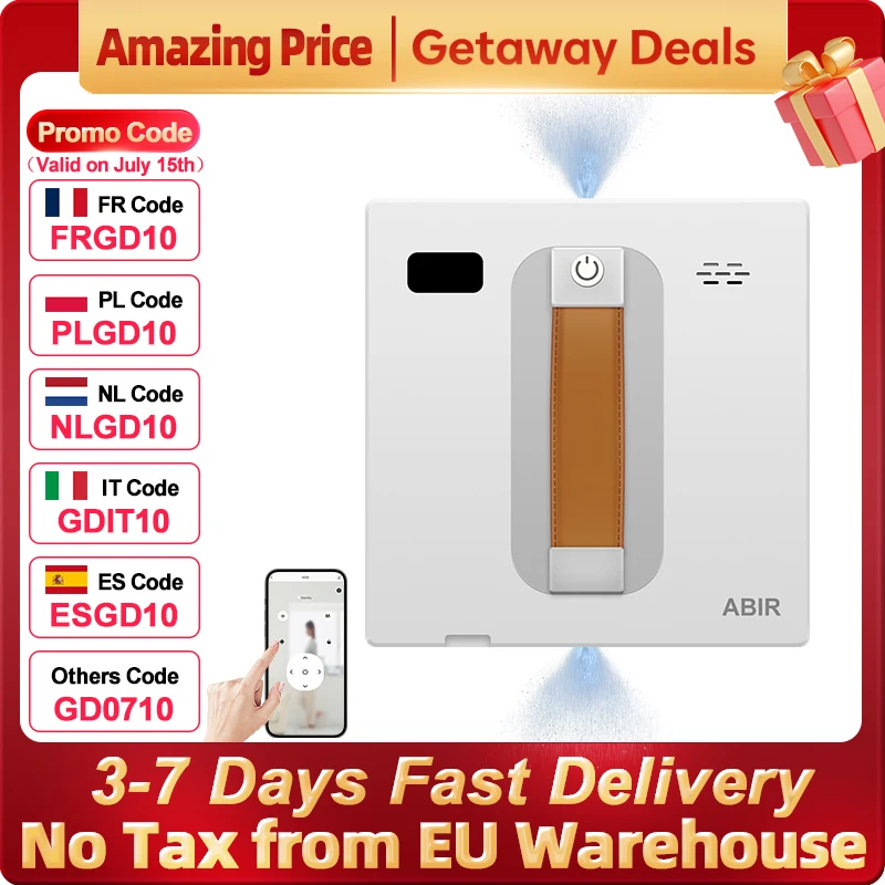 ABIR WD8 Window Cleaning Robot, Dual Ultrasonic Spray, AI intelligent Wiping, Updated Laser, Smart Home Glass Wall Washing
