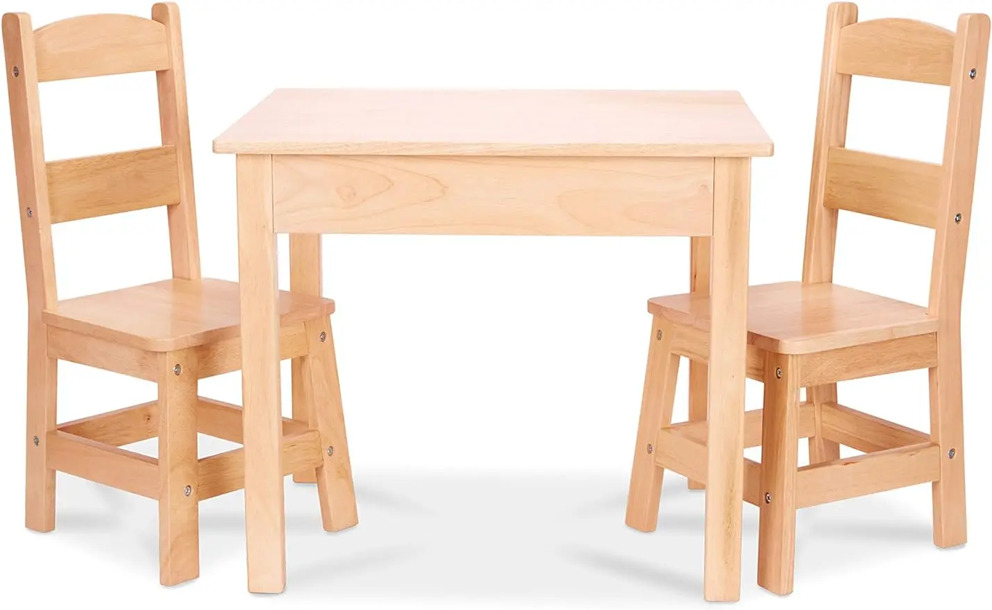 

Solid Wood Table and 2 Chairs Set - Light Finish Furniture for Playroom,Blonde
