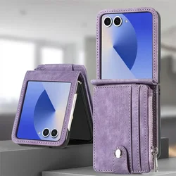Versatile 2 - in - 1 Detachable Card Holder Wallet Phone Case - Galaxy Z Flip5 (Purple)