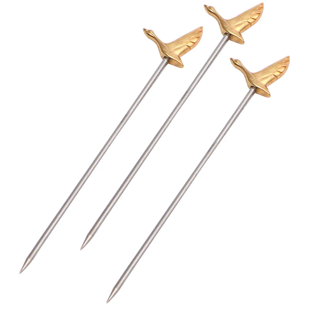 

3 Pcs Stainless Steel Fruit Picks Sandwich Sticks Toothpick Cocktail Food Metal