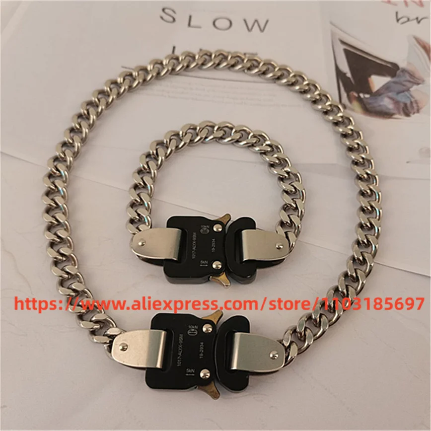 

Черная Пряжка 1017, ожерелья ALYX 9SM для мужчин и женщин, ожерелье с логотипом ALYX на американских горках, закрывающая цепь, цветные металлические звенья