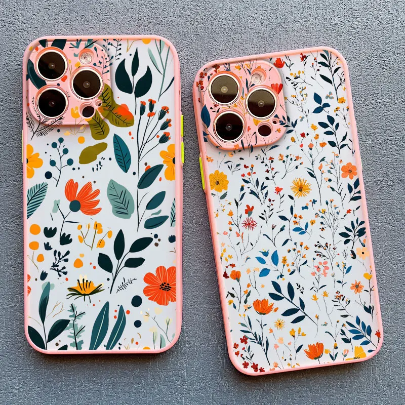 Blumenzweig Feines Blumenmuster Handyhülle für iPhone 13 12 Mini 11 Pro Max 17 16 15 14 Pro Max Plus XS XR 16 Plus Rückseite