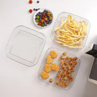 Nouveau support de friteuse à Air empilable Durable, plateau de friteuse à Air antiadhésif en acier inoxydable, panier de gril, Gadgets de cuisine 3