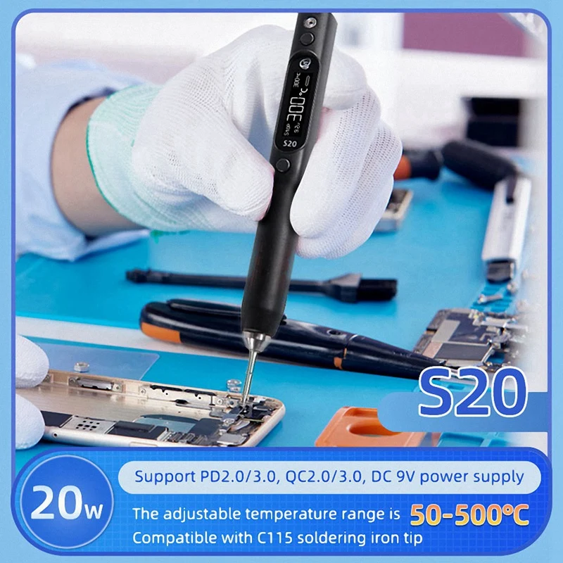 

Нано-Электрический паяльник S20 (K + I + IS), 0,91 дюйма, OLED, 50 ℃-500 ℃, паяльная головка, совместимая с паяльной головкой C115