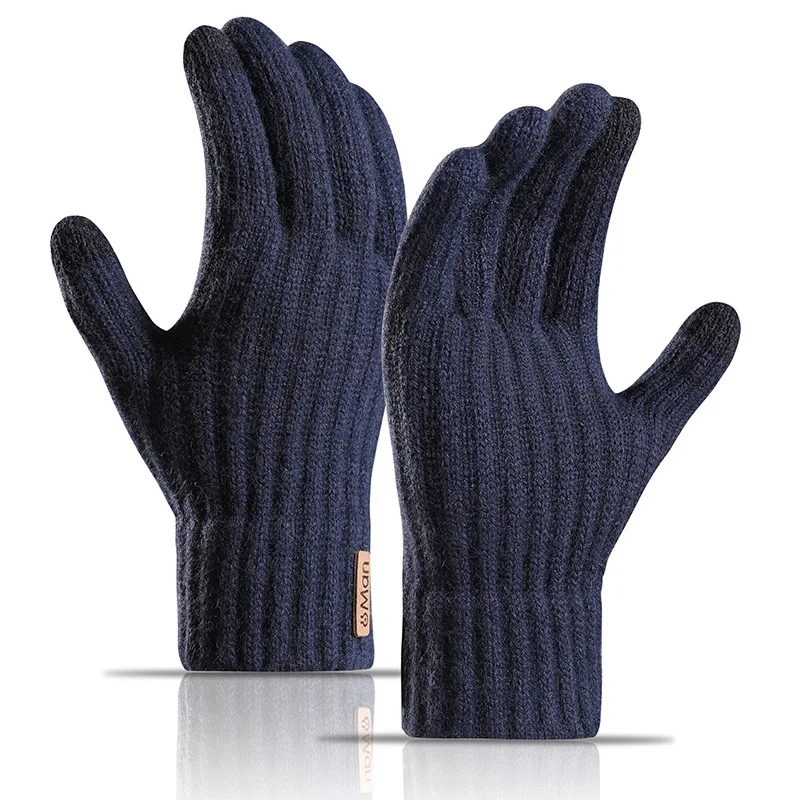 Man Autumn Winter Keep Warm Touch Screen Not Bloated Elasticity Knitted Gloves Solid Simple Style Fashion Letter Cycling Drive